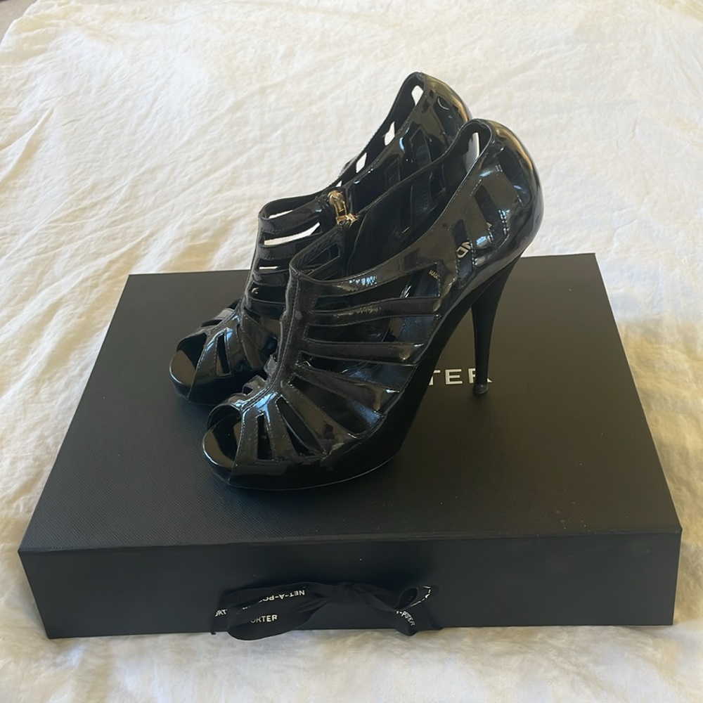 AUTH Fendi Patent Leather Cage Booties - Picture 3 of 6